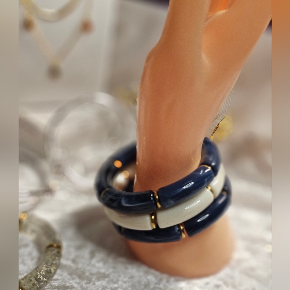 3PCS Elastic Acrylic Curve Tube bracelet